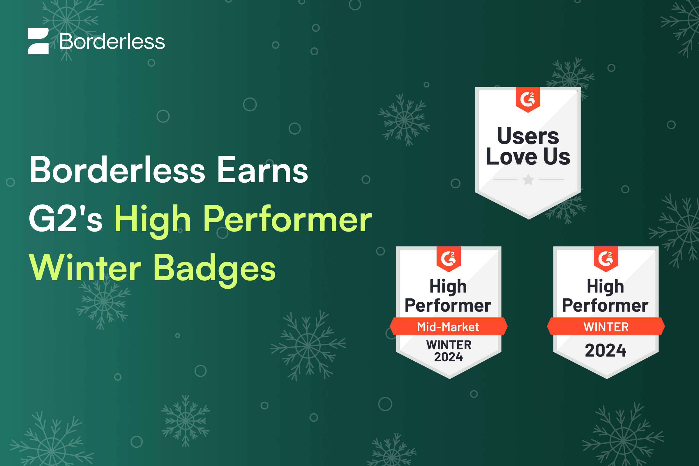 Borderless G2 High Performer Winter Badges